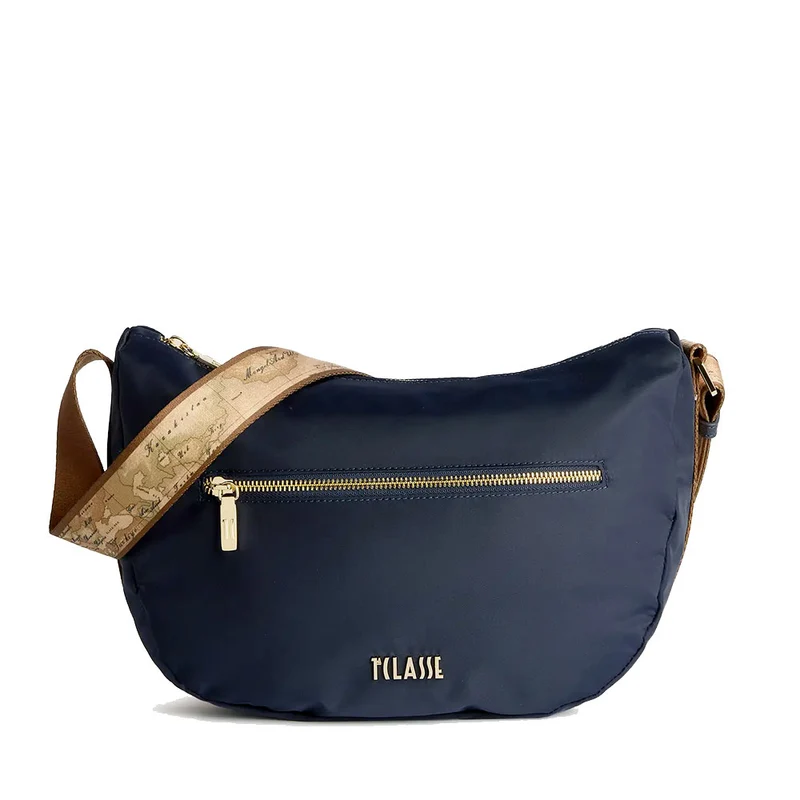 Mezzaluna Grande a Tracolla 1A Classe Alviero Martini linea Stormy Nylon Blu Notte LB84
