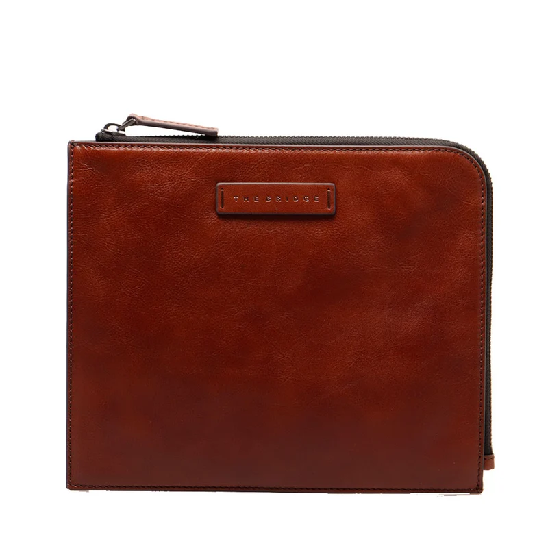 Pochette Unisex THE BRIDGE linea Filippo in Pelle Marrone