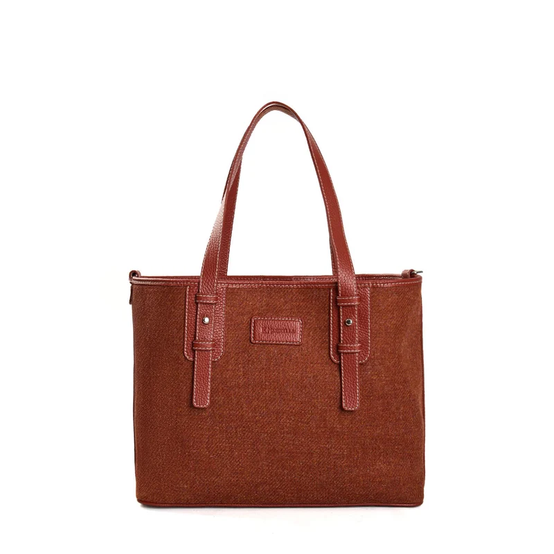 LIGHT BROWN MIDI TOTE BAG