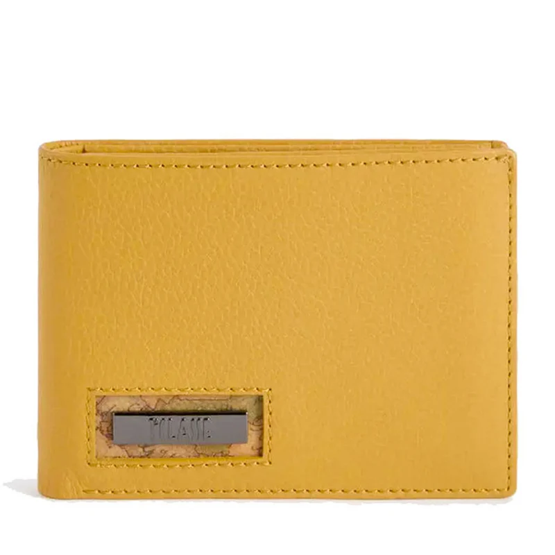 Portafoglio Uomo con Portamonete 1A Classe Alviero Martini linea Trip Leather in Pelle Giallo Senape PN81