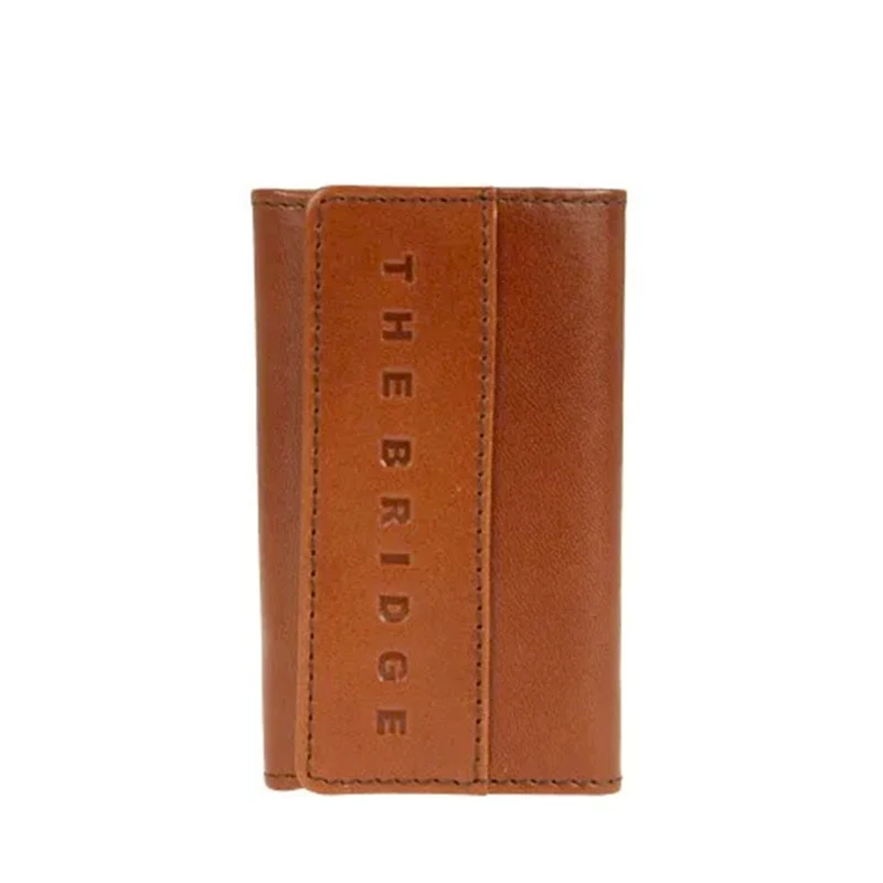 Portachiavi Uomo con Bottone THE BRIDGE linea Giacomo in Pelle Marrone