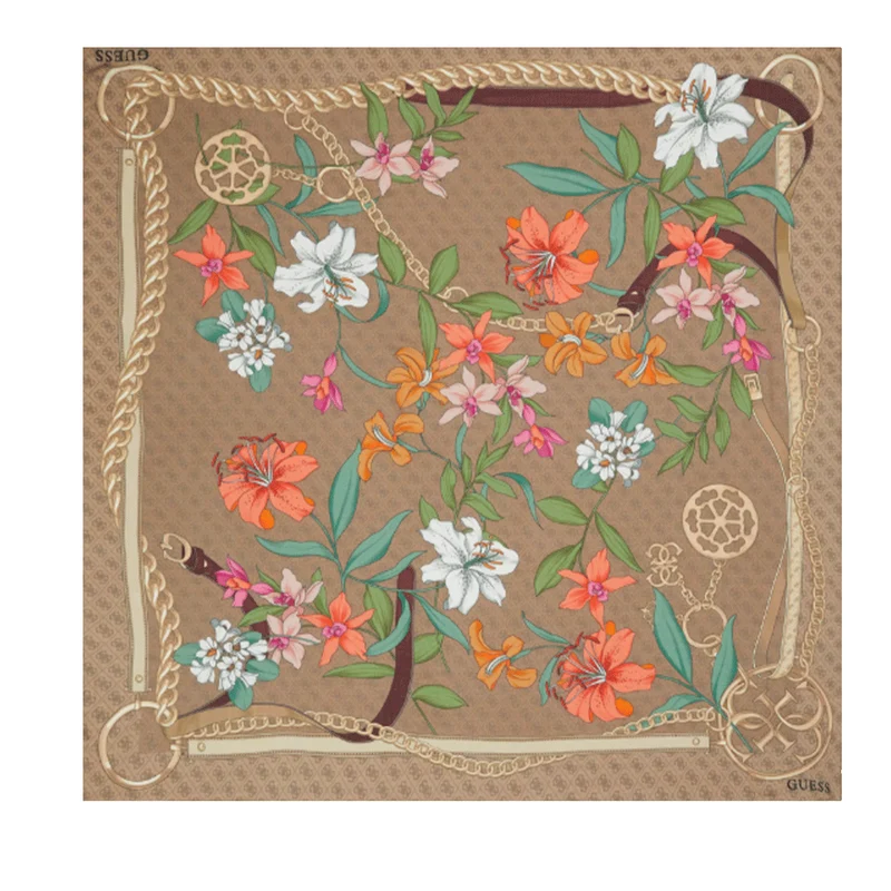 Foulard Donna 130 x 130 cm GUESS Colore Beige Stampa Floreale