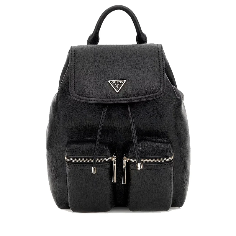 Zaino Donna GUESS Linea Manhattan Colore Nero Chiuso con Pattina e Coulisse
