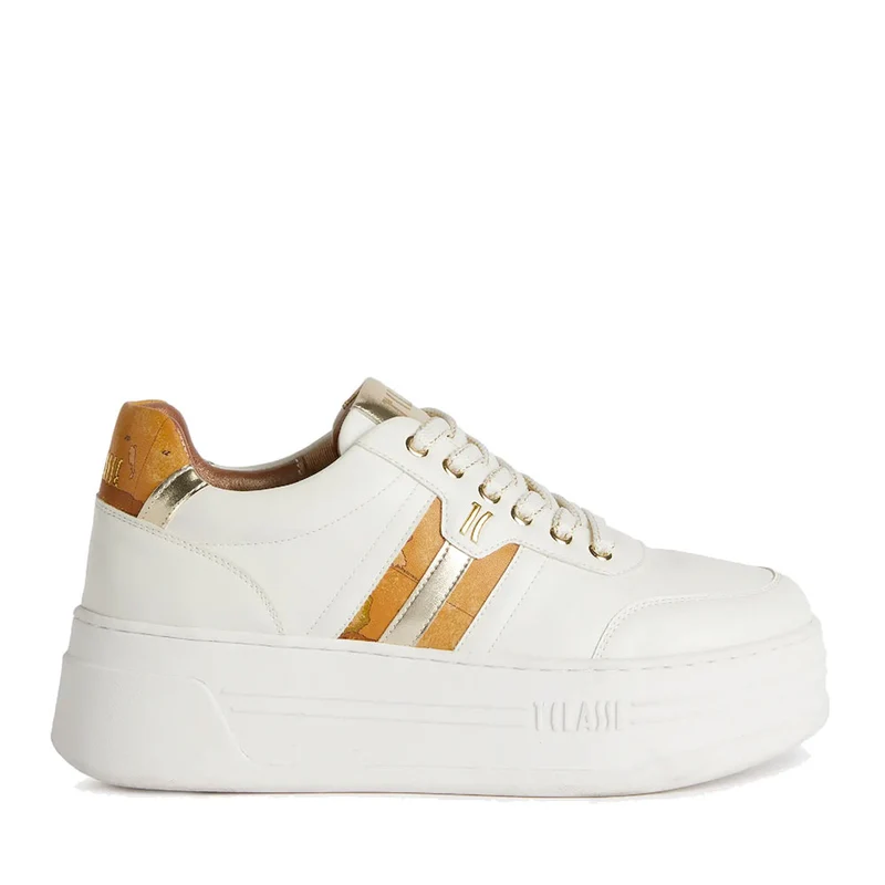 Sneakers Platform 1A Classe Alviero Martini linea Geo Elevate in Eco Nappa Bianca 1208