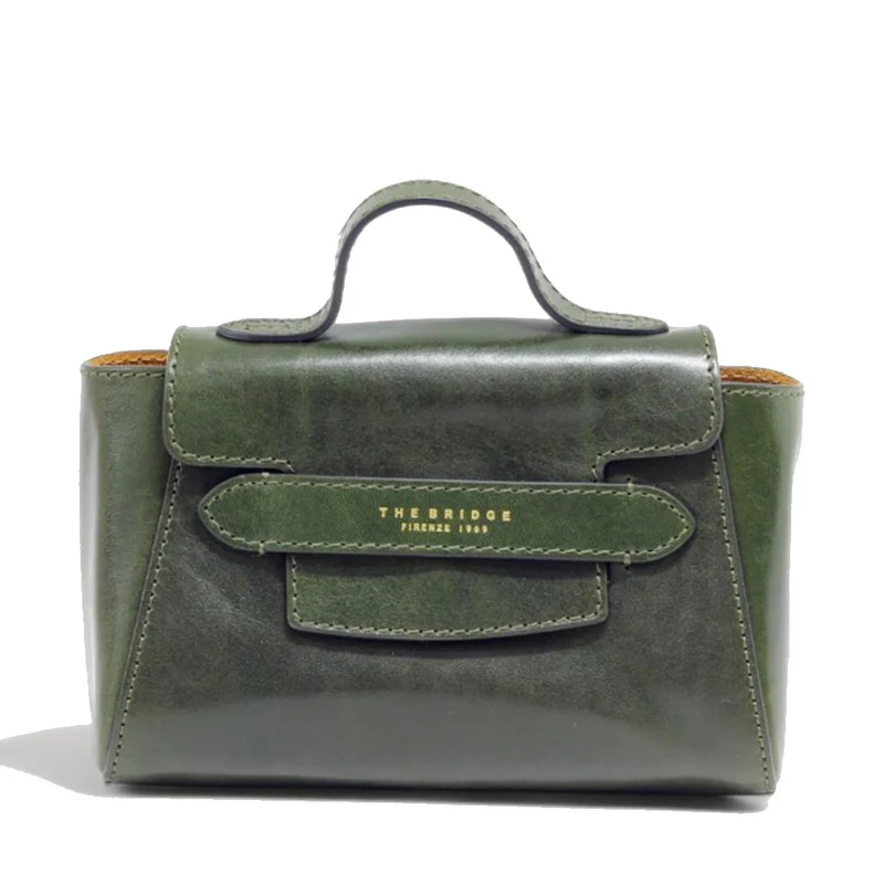 Borsa Donna a Mano con Tracolla THE BRIDGE linea Lucrezia in Pelle Verde Tirolo