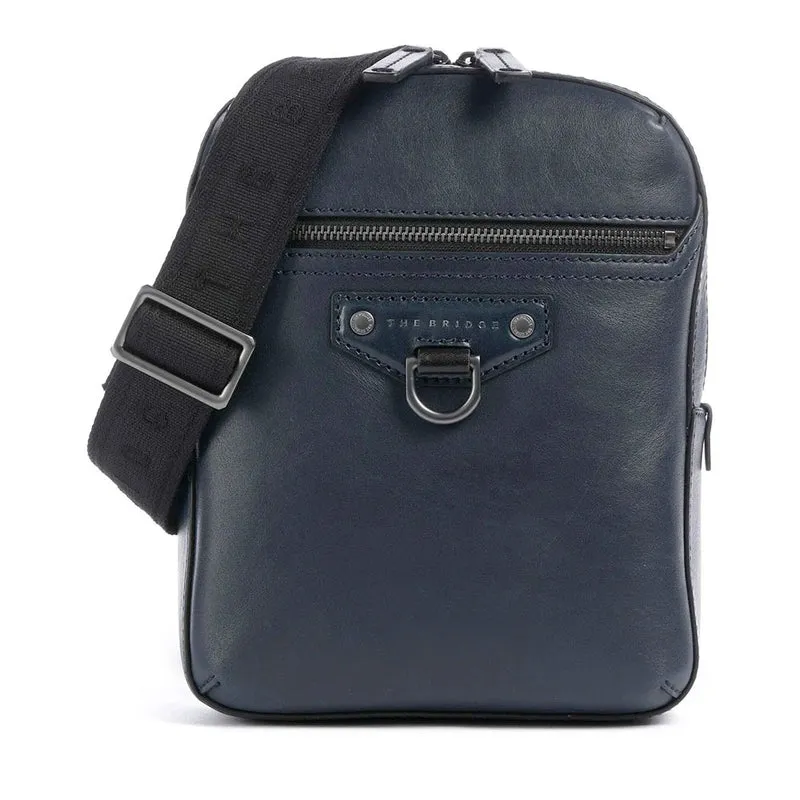 Borsello Uomo THE BRIDGE linea Iacopo in Pelle Blu Oltremare
