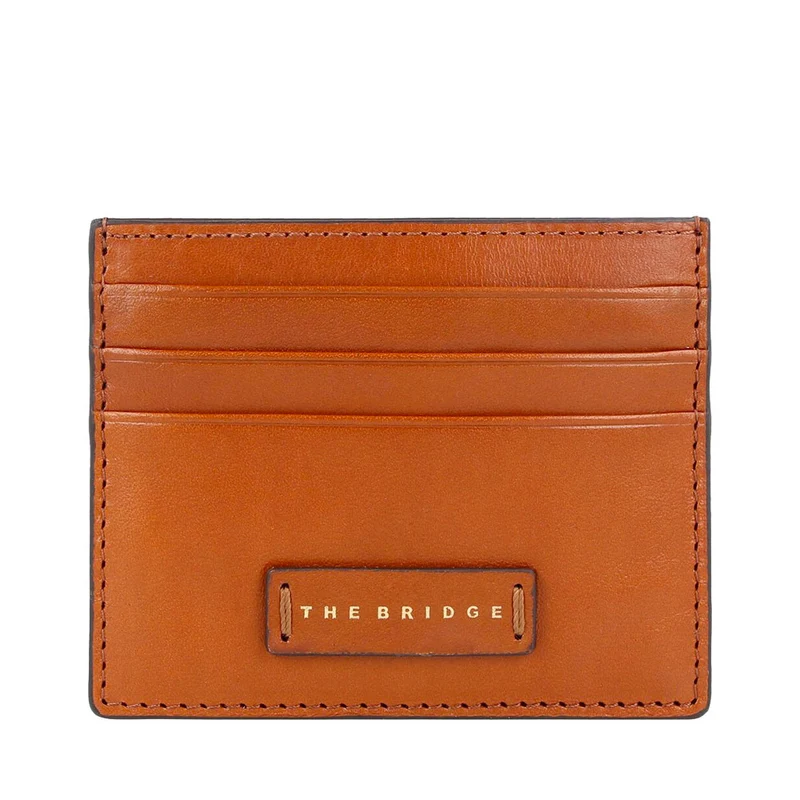 Portacarte Donna THE BRIDGE linea Leda in Pelle color Cognac