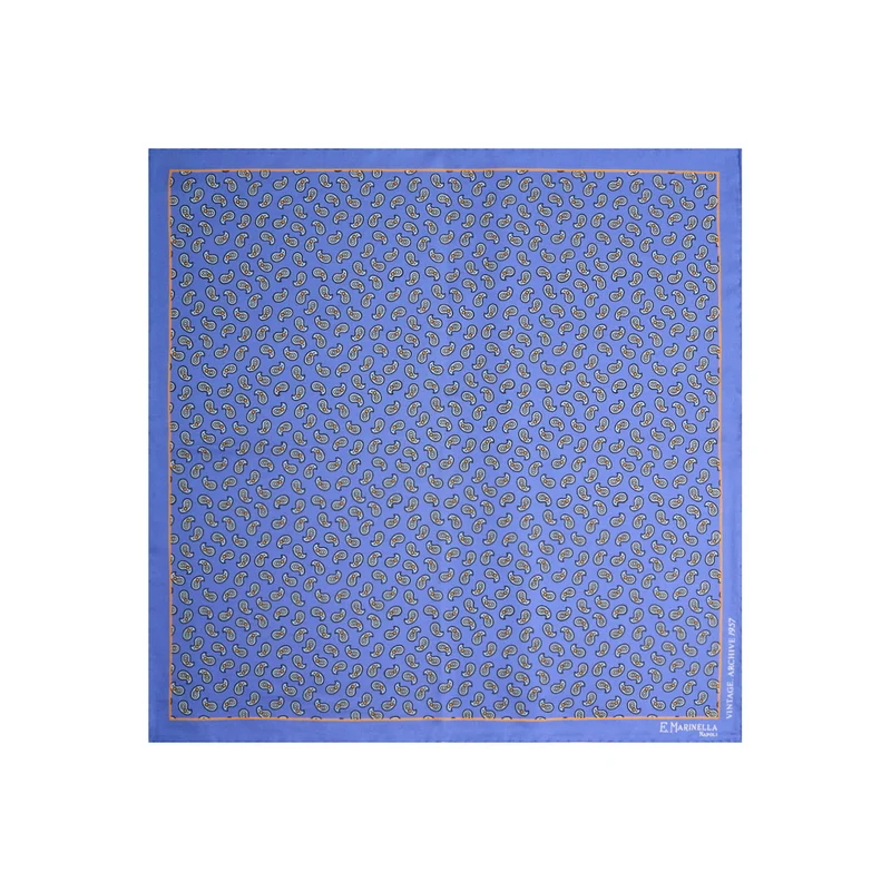 POWDER BLUE PRINTED SILK POCKET SQUARE
