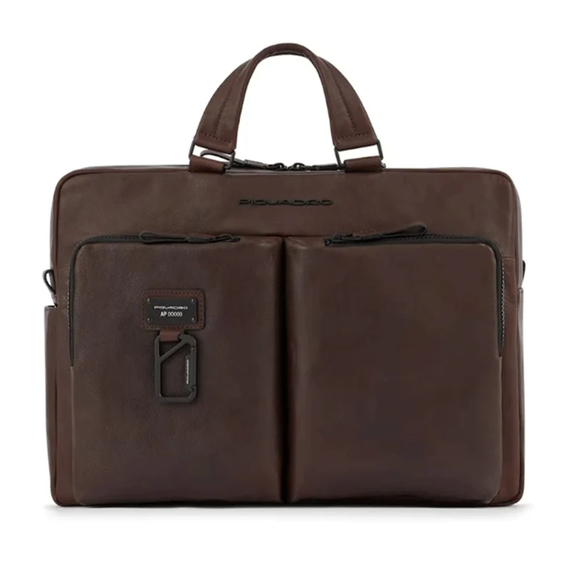 Cartella Due Manici Porta Pc 15"e iPad con Tracolla PIQUADRO in Pelle Testa Moro Linea Harper - CA4027AP