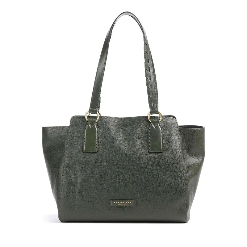Shopping Bag Donna THE BRIDGE linea Ines in Pelle Verde Tirolo