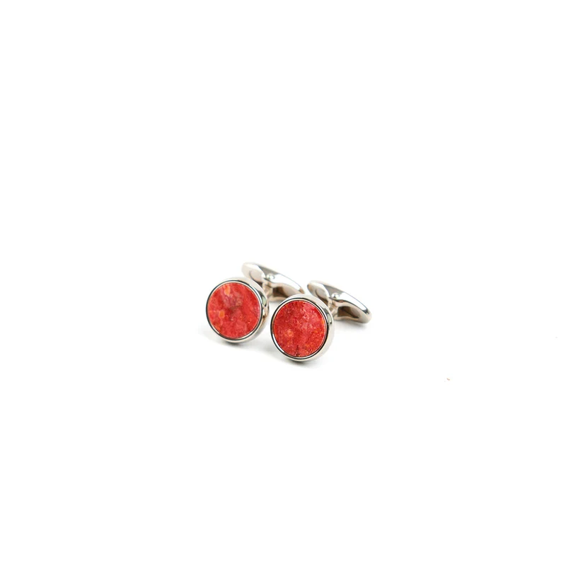 ROUND CORAL CUFFLINKS