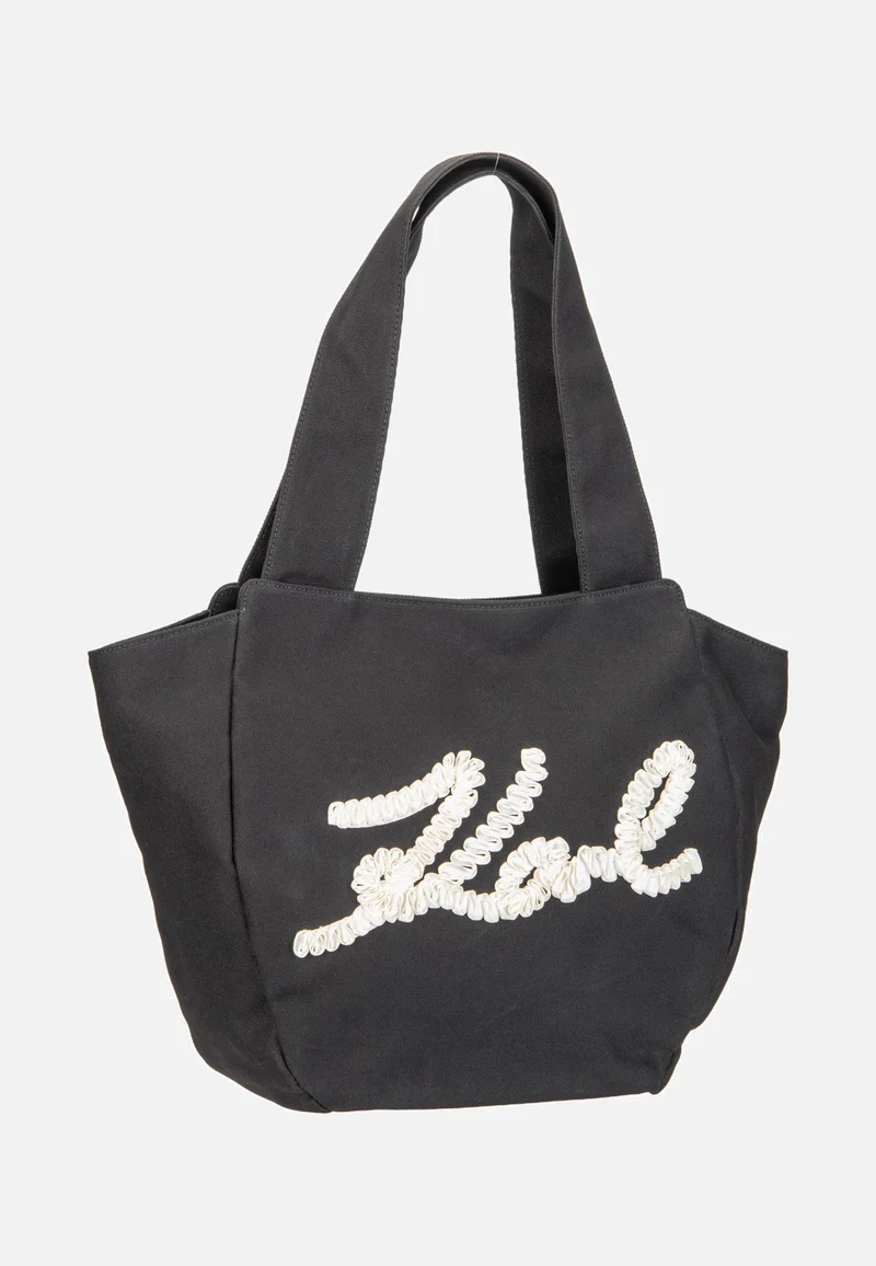 K/Signature Ruffled Logo Shopper Black - Shopper