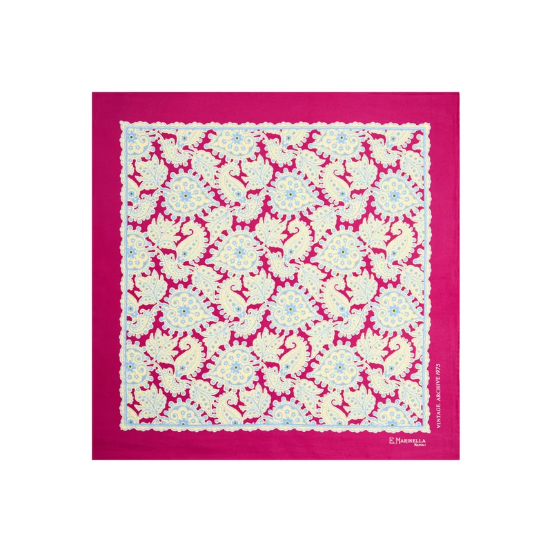 FUCHSIA PRINTED SILK POCKET SQUARE
