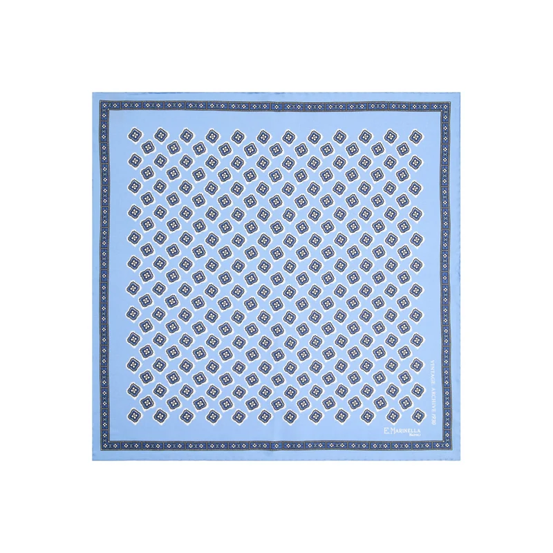 LIGHT BLUE PRINTED SILK POCKET SQUARE