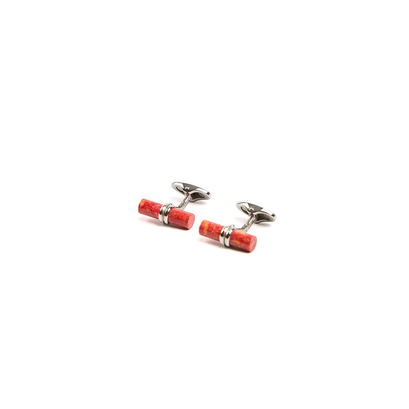 BAR CUFFLINKS WITH CORAL