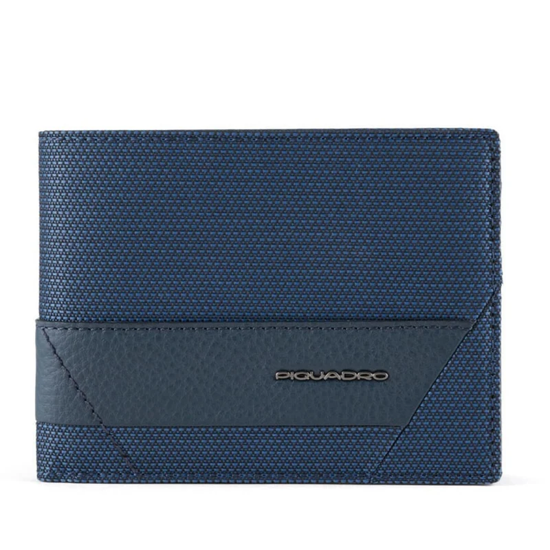Portafoglio Uomo con Pattina PIQUADRO in Tessuto e Pelle Blu - PU1392W109R