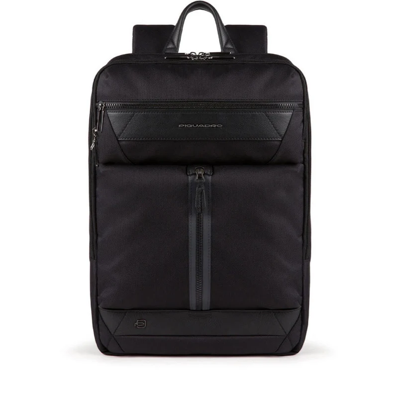 Zaino Uomo PIQUADRO in Pelle e Tessuto Nero Porta Pc 15.6" e iPad Linea Trakai - CA5525W109