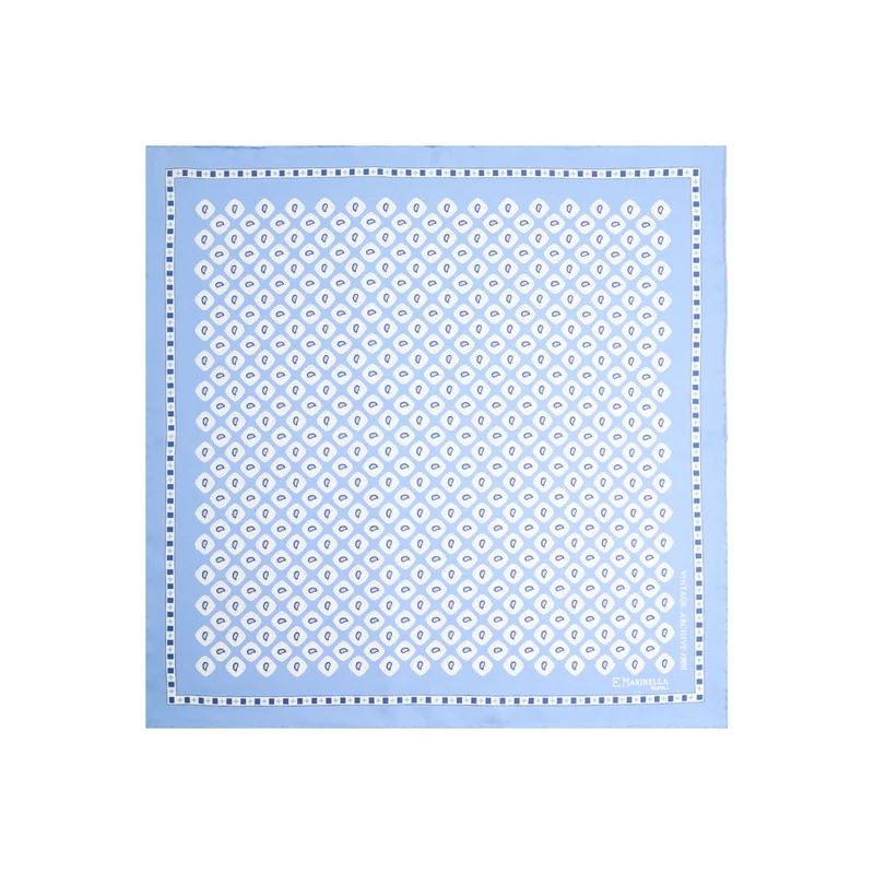 LIGHT BLUE PRINTED SILK POCKET SQUARE