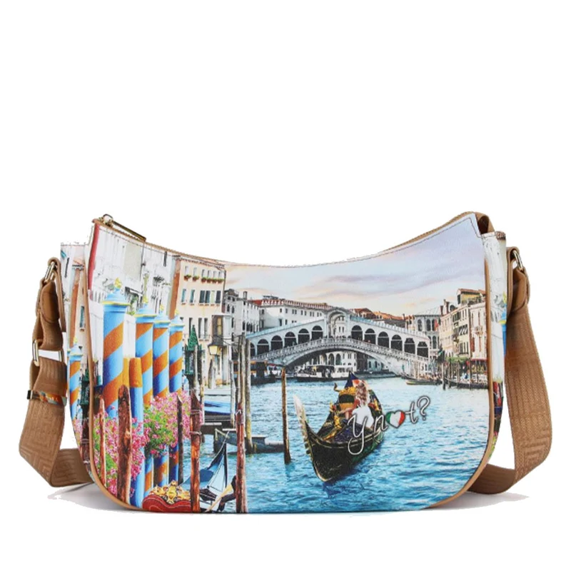 Borsa Donna Hobo Bag a Tracolla Y NOT YES-628 Stampa Dream in Venice