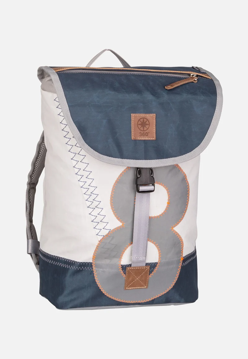 Landgang Mini Weiß/Balken Blau/Zahl Hellgrau - Backpack