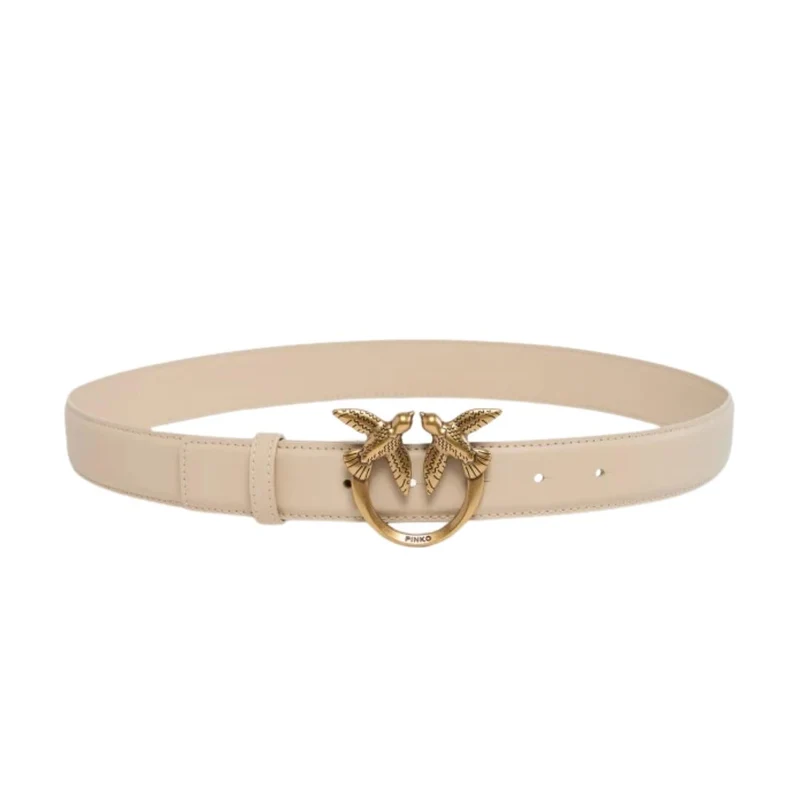 Cintura Love Birds in Pelle 3cm Beige
