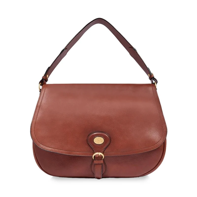 Borsa a Spalla in Pelle Grande con Patta Frontale
