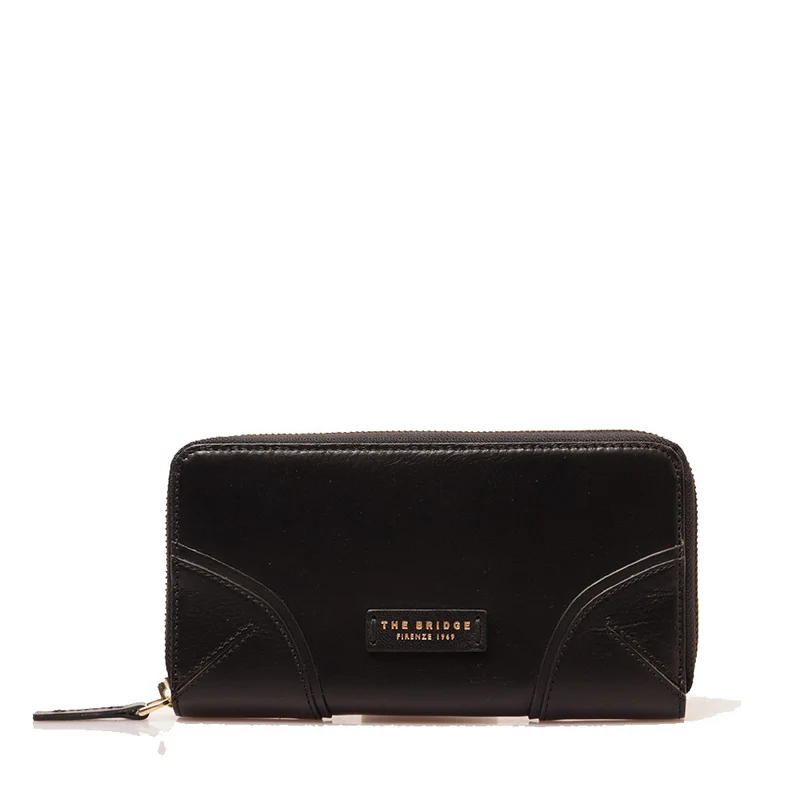 Portafoglio Donna Zip Around THE BRIDGE linea Matilde in Pelle Nera