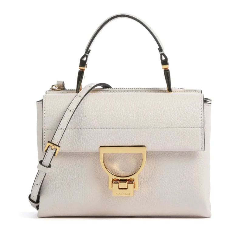 Borsa Donna a Mano con Tracolla COCCINELLE Linea Arlettis in Pelle colore Lambskin White