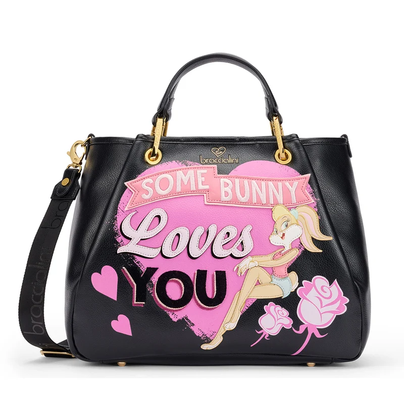Borsa Donna a Mano BRACCIALINI linea Amy Looney Tunes Nera stampa Lola Bunny