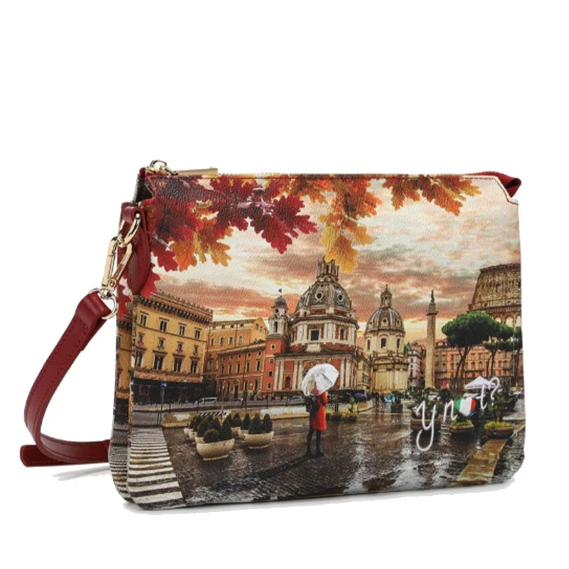 Borsa Donna a Tracolla Y NOT YES-630 Stampa Rome Raining
