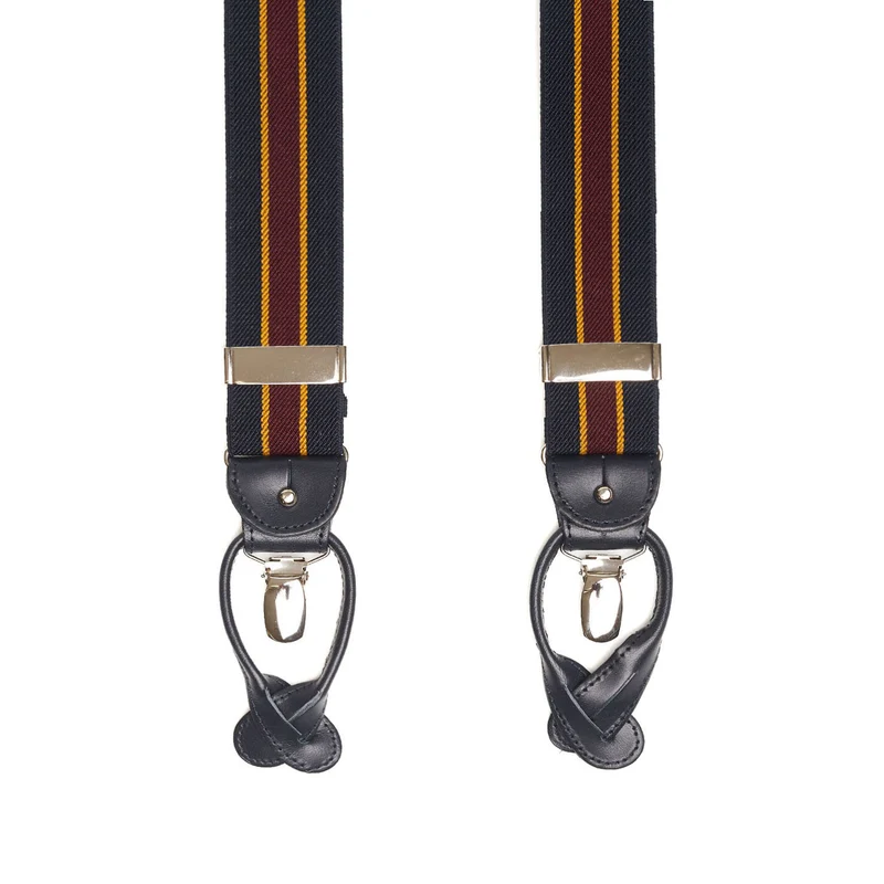 BLUE, YELLOW AND BURGUNDY BRACES