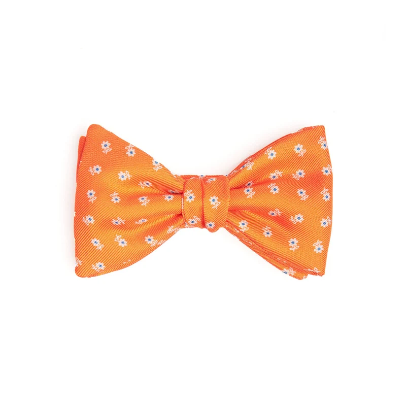 ORANGE PRE-KNOTTED PRINTED SILK BOWTIE