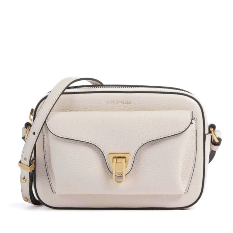 Borsa Donna a Tracolla COCCINELLE in Pelle Lambskin White linea Beat Soft Misura Media