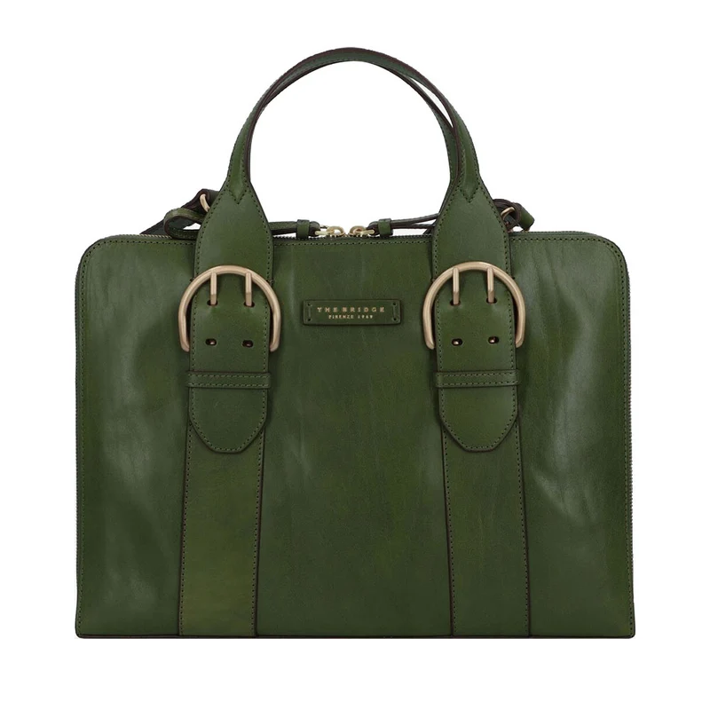 Borsa Porta Pc Donna THE BRIDGE linea Elena in Pelle color Verde Cipresso