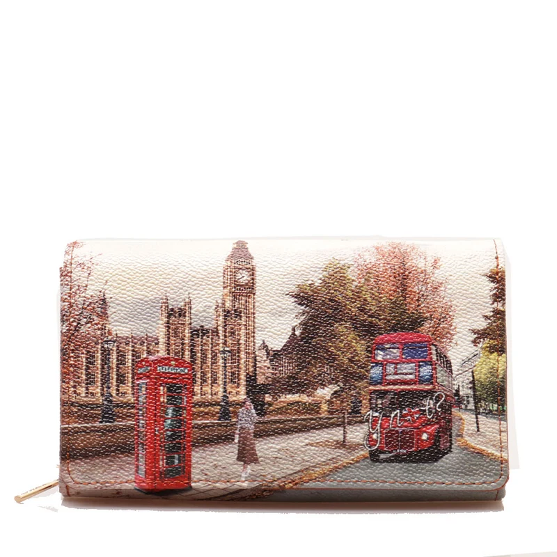 Portafoglio Donna Y NOT Chiuso con Bottone YES-364 Stampa London Street