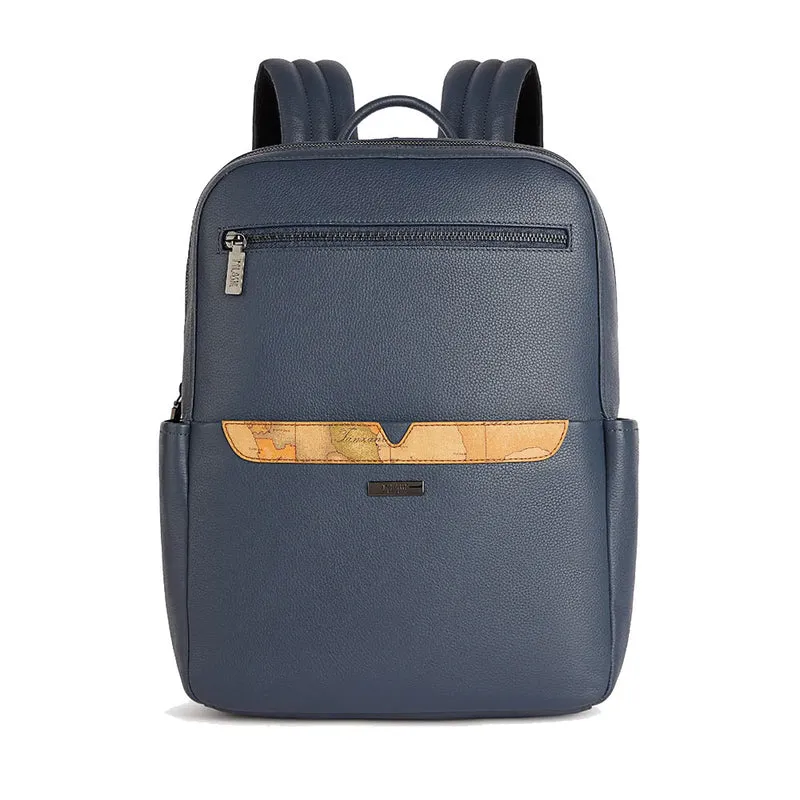 Zaino Uomo Porta Pc 1A Classe Alviero Martini linea Trip Leather in Pelle Blu Denim LA87