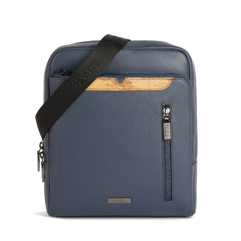 Borsello Uomo Grande 1A Classe Alviero Martini linea Trip Leather in Pelle Blu Denim LA86