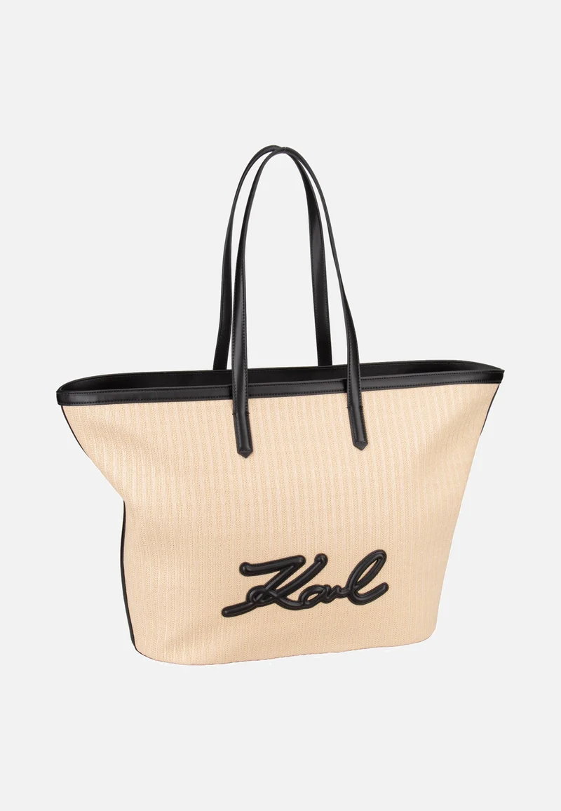 K/Signature Raffia MD Tote Natural/Black - Shopper