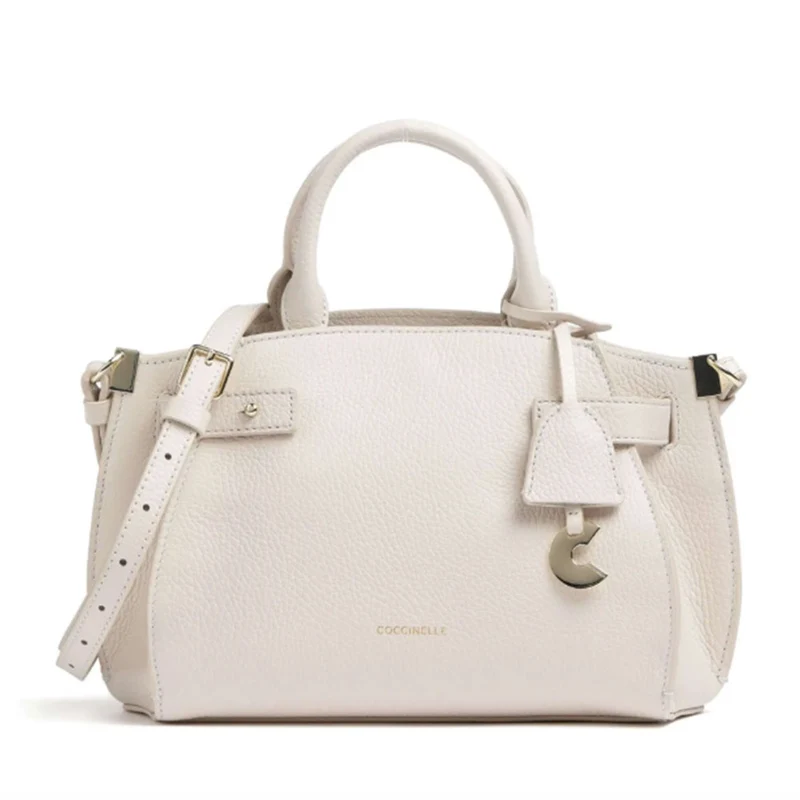 Borsa Donna a Mano COCCINELLE Linea Klichè in Pelle Lambskin White Misura Small