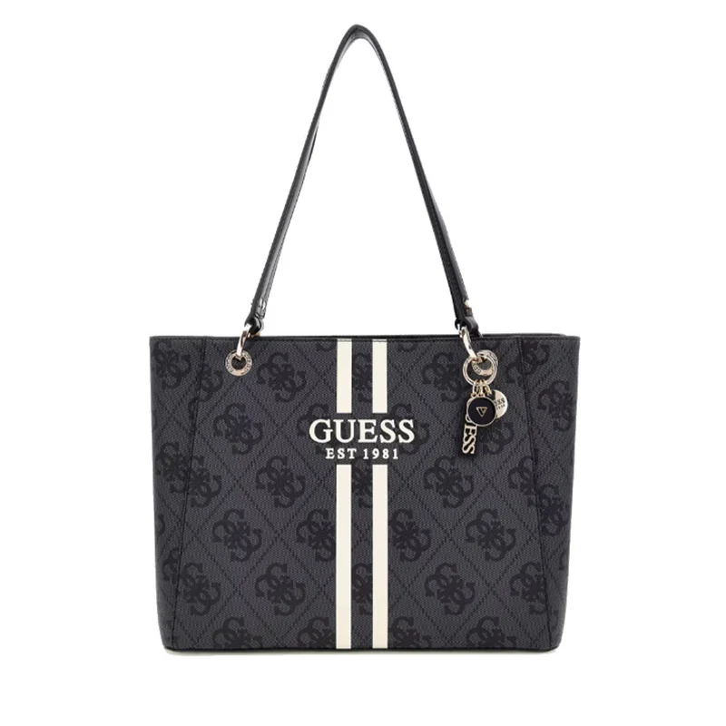 Borsa Donna a Spalla GUESS Linea Noelle Colore Coal Logo con Logo Frontale