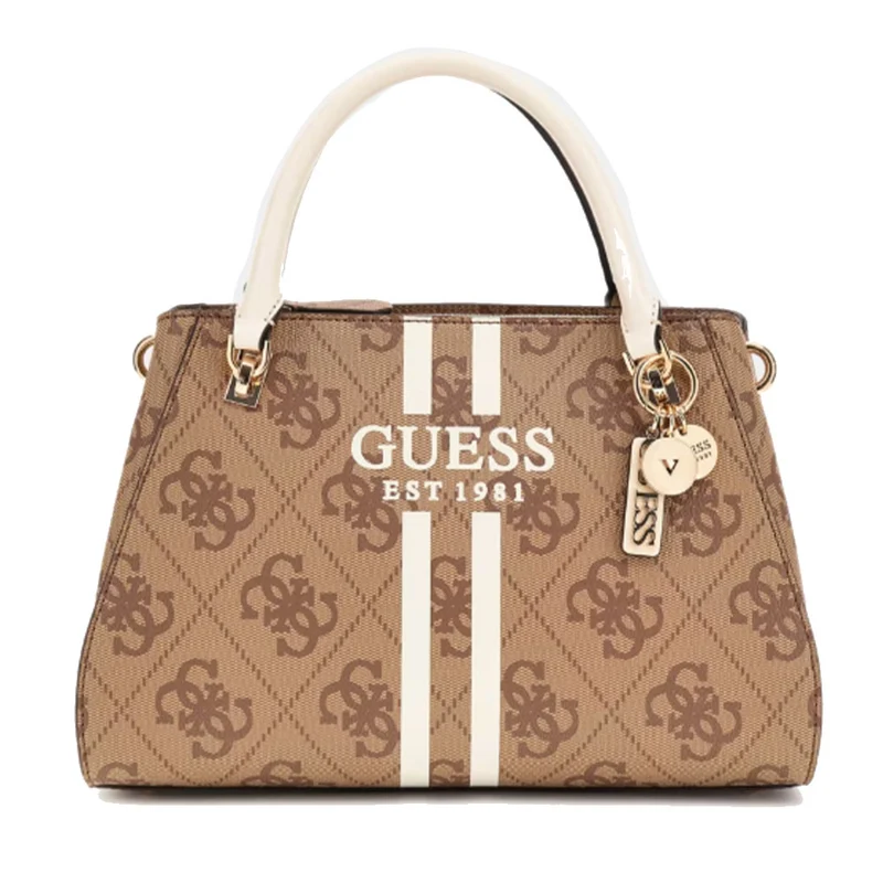 Borsa Donna a Mano GUESS Linea Noelle Colore Latte Logo con Logo Frontale