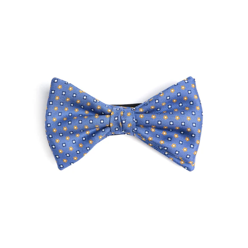 POWDER BLUE PRE-KNOTTED PRINTED SILK BOW TIE