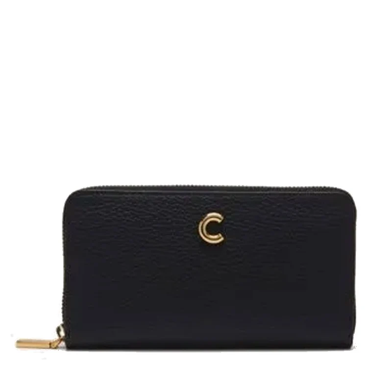 Portafoglio Donna COCCINELLE Zip Around in Pelle Nera Linea Kelsey