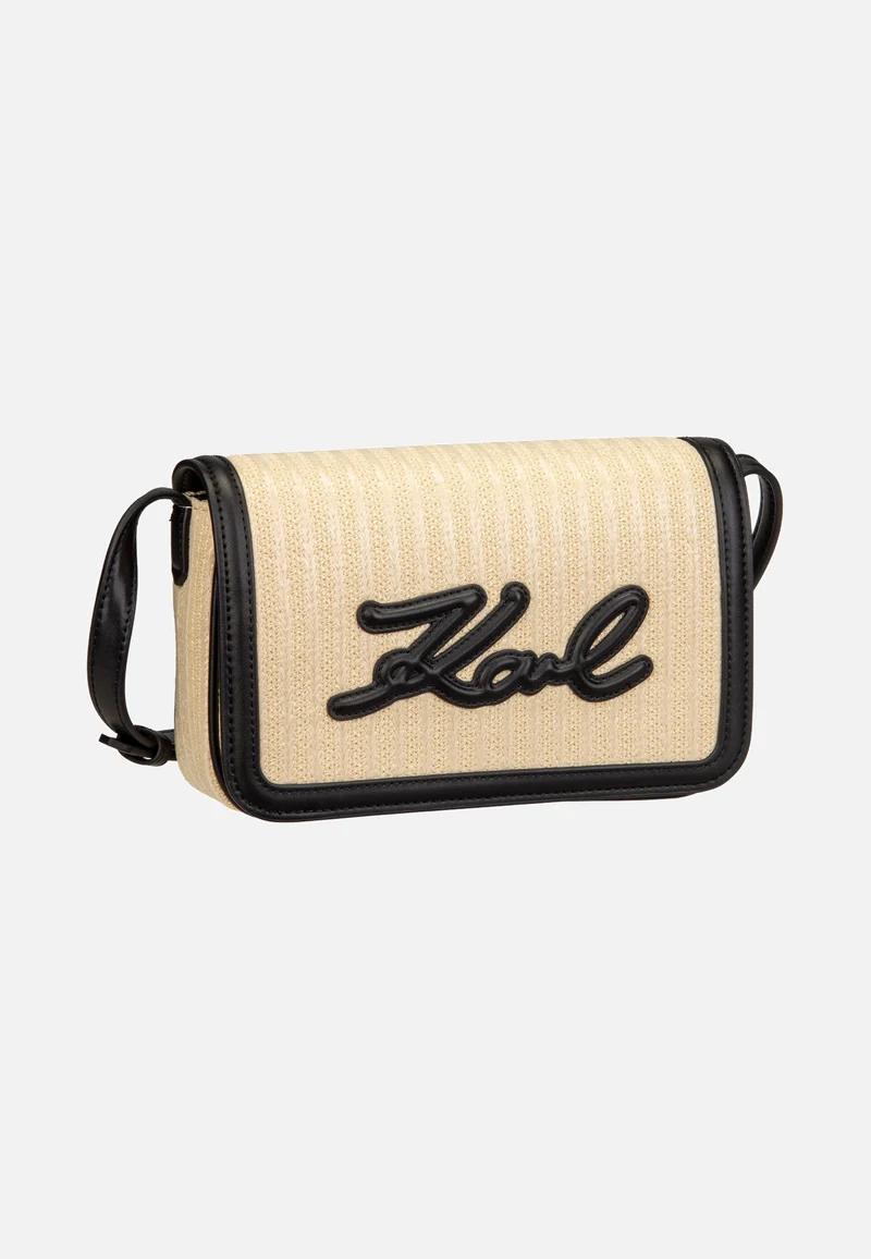 K/Signature Raffia Crossbody Natural/Black - Crossbody Bag
