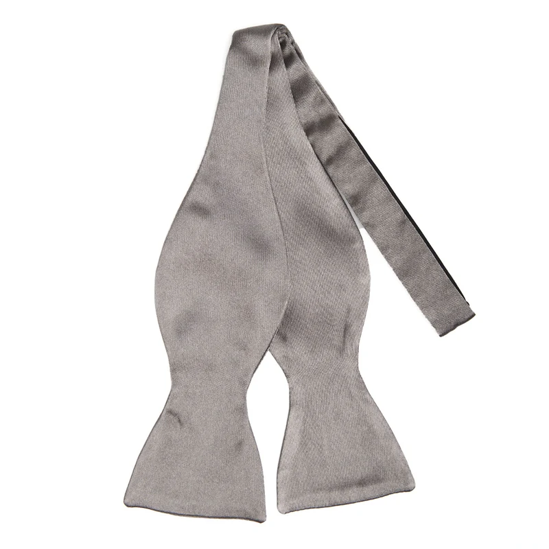 LIGHT GREY SELF-TIE SILK SATIN BOW TIE