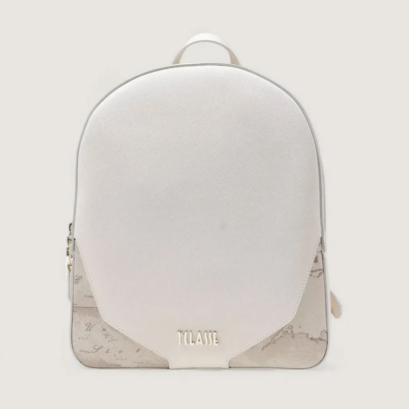 Zaino Donna Doppia Zip 1A Classe Alviero Martini linea Java City Avorio e Geo White LB95