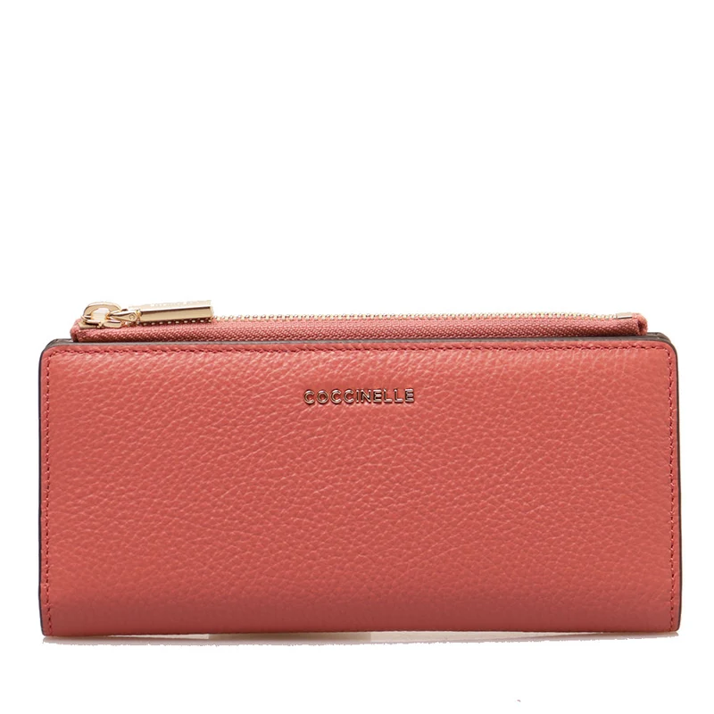 Portafoglio Donna COCCINELLE Grande in Pelle Pot - Powder Pink - Lime Wash Linea Metallic Tricolor