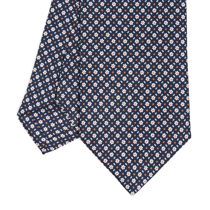 DARK BLUE SARTORIAL PRINTED SILK TIE
