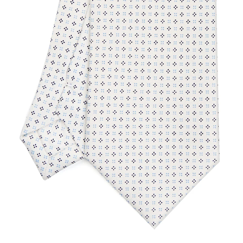 WHITE SARTORIAL PRINTED SILK TIE
