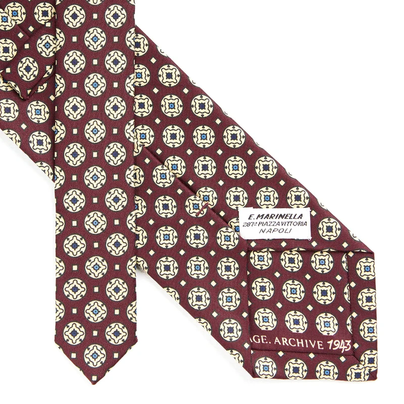 BURGUNDY SARTORIAL PRINTED SILK TIE